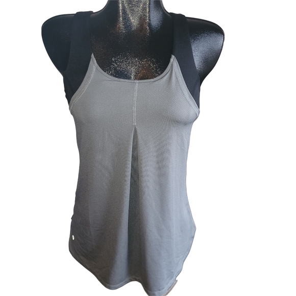 Jockey Gray and Black Layered Crossback Tank With Built In Bra M - Picture 2 of 7